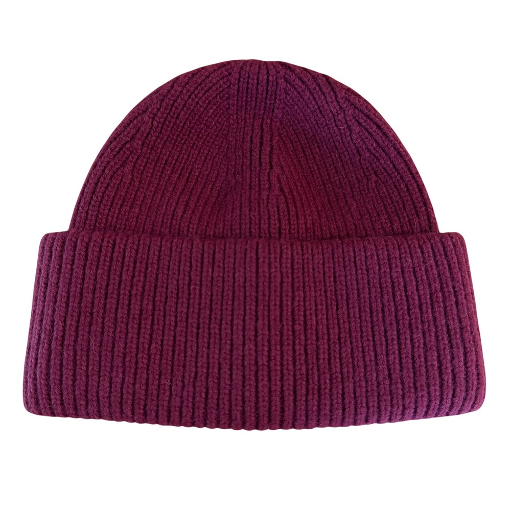 Madewell Wool-Blend Knit Beanie Burgundy Mulberry Wine Hat Ribbed NN883